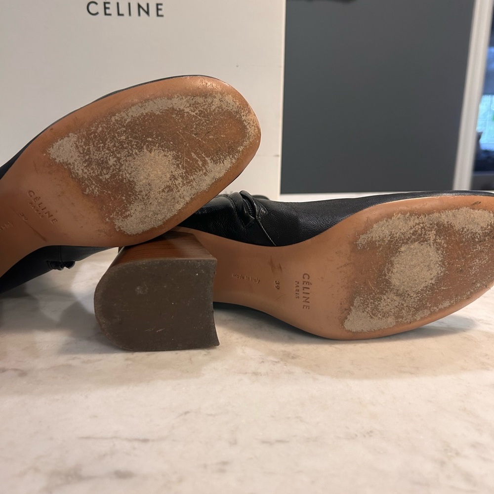 Celine Black and Brown Leather Heeled Boots - Picture 7 of 10